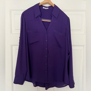 NWOT! Express Portofino Purple Shirt Size L Career Office